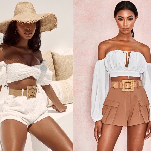 House of CB 'Fauna' Tan + White Rattan Belt - Picture 4 of 8